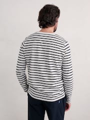 Seasalt Cornwall White/Blue Mens Sailor Shirt With Crew Neck T-Shirt - Image 2 of 5