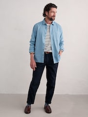 Seasalt Cornwall White/Blue Mens Sailor Shirt With Crew Neck T-Shirt - Image 3 of 5