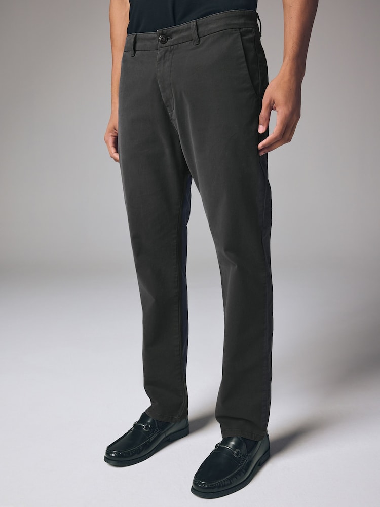 Charcoal Grey Slim Fit Premium Soft Touch Chino Trousers - Image 1 of 11