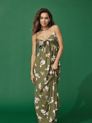JDY Green Petite Floral Print Cheesecloth Cami Maxi Summer Dress - Image 4 of 4