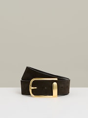 Reiss Chocolate Iyla Suede Half Keeper Belt - Image 1 of 4