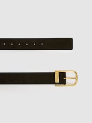 Reiss Chocolate Iyla Suede Half Keeper Belt - Image 3 of 4