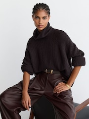 Reiss Chocolate Iyla Suede Half Keeper Belt - Image 5 of 5