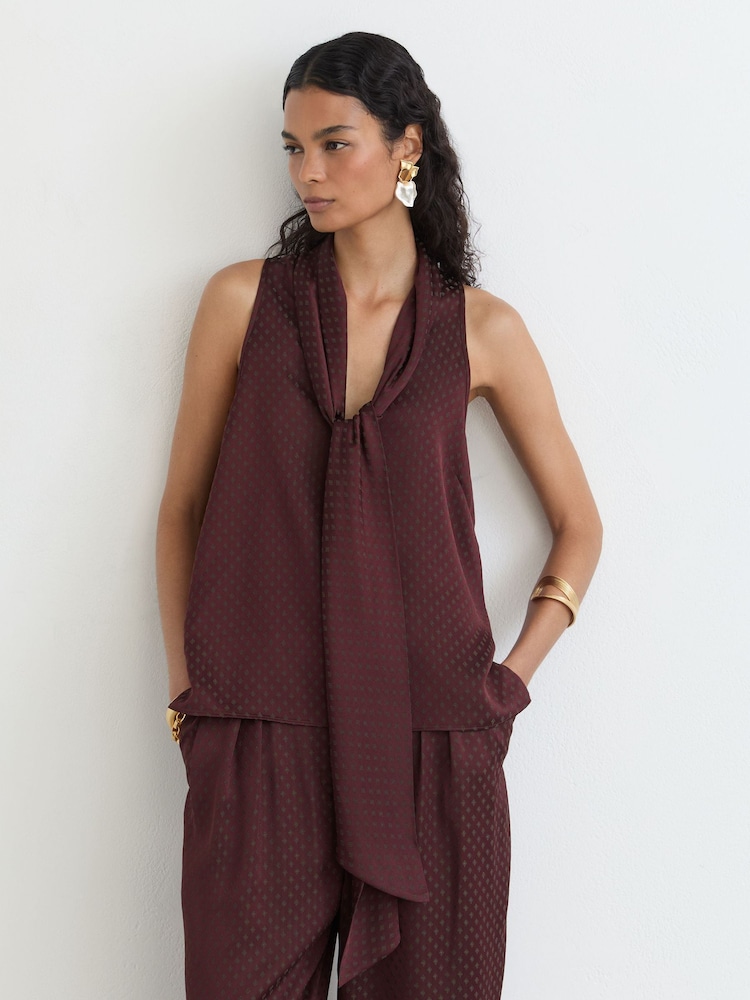 Reiss Tilly Jacquard галстук-жағалы жеңсіз топ - 8суретінің 1 суреті