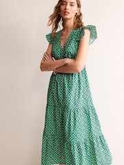 Boden Green 100% Cotton May Midi Tea Dress - Image 4 of 5