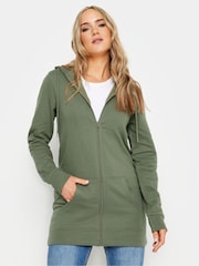 Long Tall Sally Green 100% Cotton Longline Zip Hoodie - Image 1 of 5