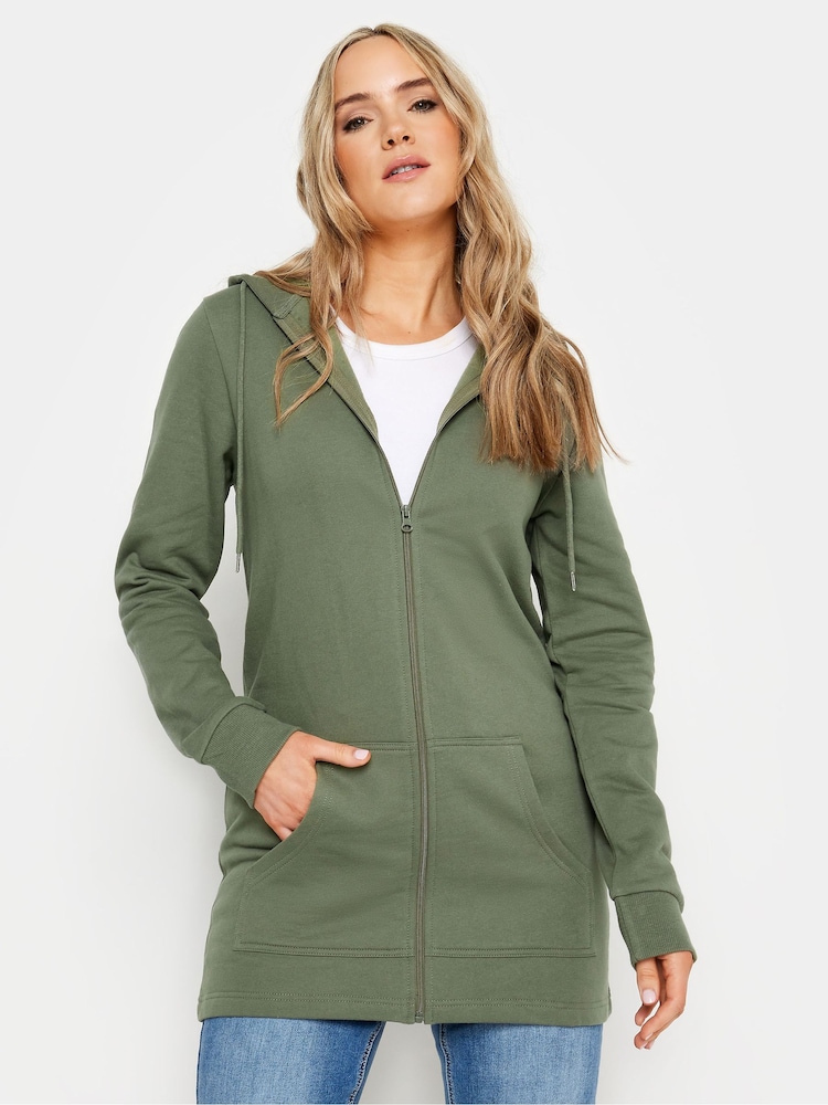 Long Tall Sally Green 100% Cotton Longline Zip Hoodie - Image 1 of 5