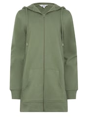 Long Tall Sally Green 100% Cotton Longline Zip Hoodie - Image 5 of 5