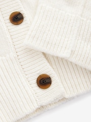 White Ecru Soft Touch Seam Detail Button Through Knitted Cardigan with Wool - Image 2 of 8