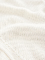 White Ecru Soft Touch Seam Detail Button Through Knitted Cardigan with Wool - Image 3 of 8