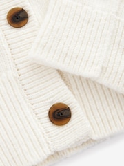 White Ecru Soft Touch Seam Detail Button Through Knitted Cardigan with Wool - Image 7 of 8