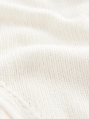 White Ecru Soft Touch Seam Detail Button Through Knitted Cardigan with Wool - Image 8 of 8