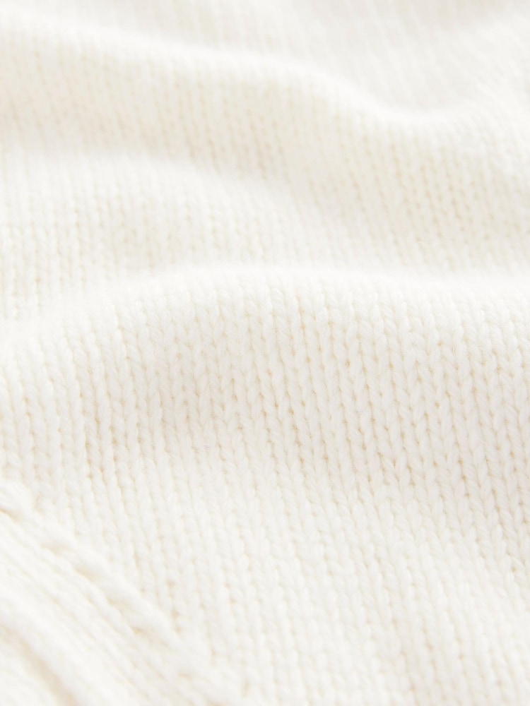 White Ecru Soft Touch Seam Detail Button Through Knitted Cardigan with Wool - Image 8 of 8