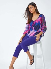 Roman Purple Bolt Cropped Stretch Capri Trousers - Image 1 of 5