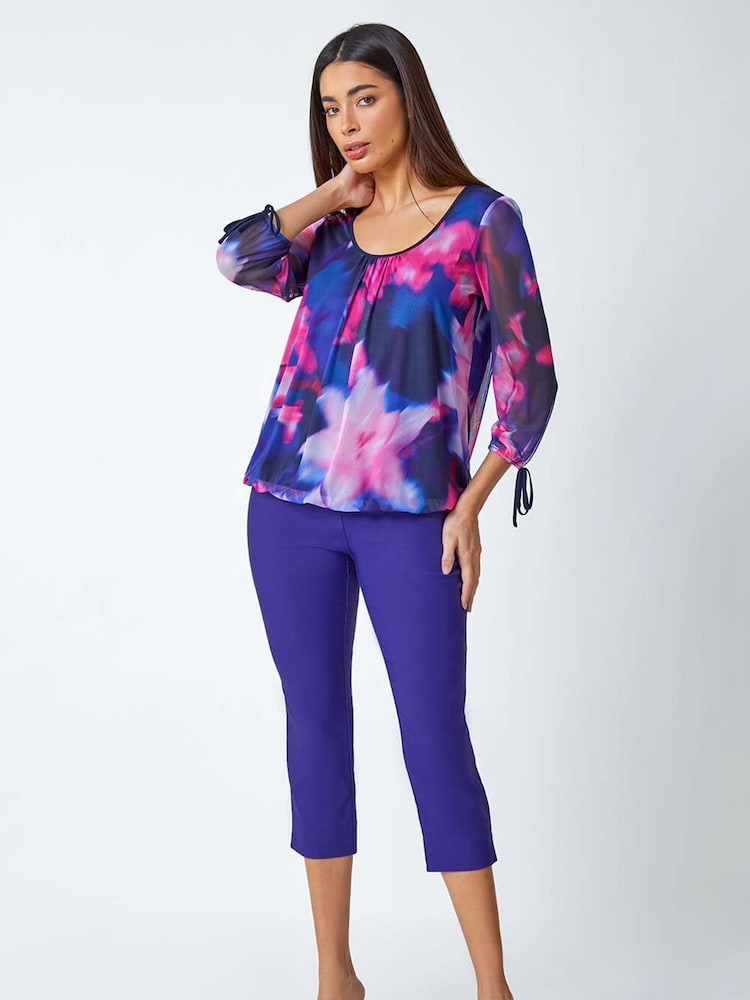 Roman Purple Bolt Cropped Stretch Capri Trousers - Image 2 of 5