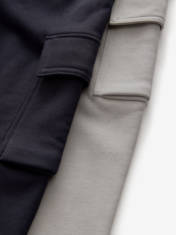 Navy/Grey Slim Fit Slim Cargo Joggers 2 Pack (3-16yrs) - Image 6 of 6