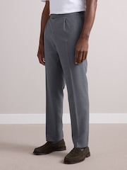 Gris - Pantalon élégant texturé en laine avec réglables latéraux - Image 1 de 10