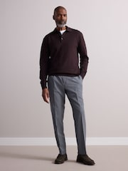 Gris - Pantalon élégant texturé en laine avec réglables latéraux - Image 2 de 10