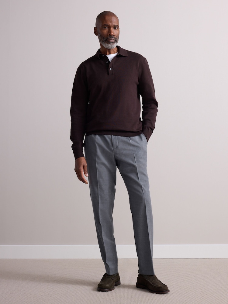 Gris - Pantalon élégant texturé en laine avec réglables latéraux - Image 2 of 10