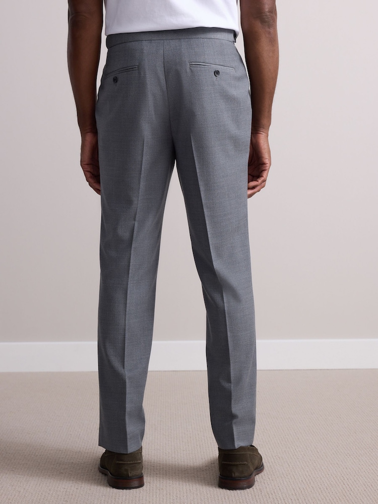 Gris - Pantalon élégant texturé en laine avec réglables latéraux - Image 3 of 10