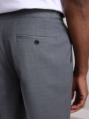 Gris - Pantalon élégant texturé en laine avec réglables latéraux - Image 6 de 10