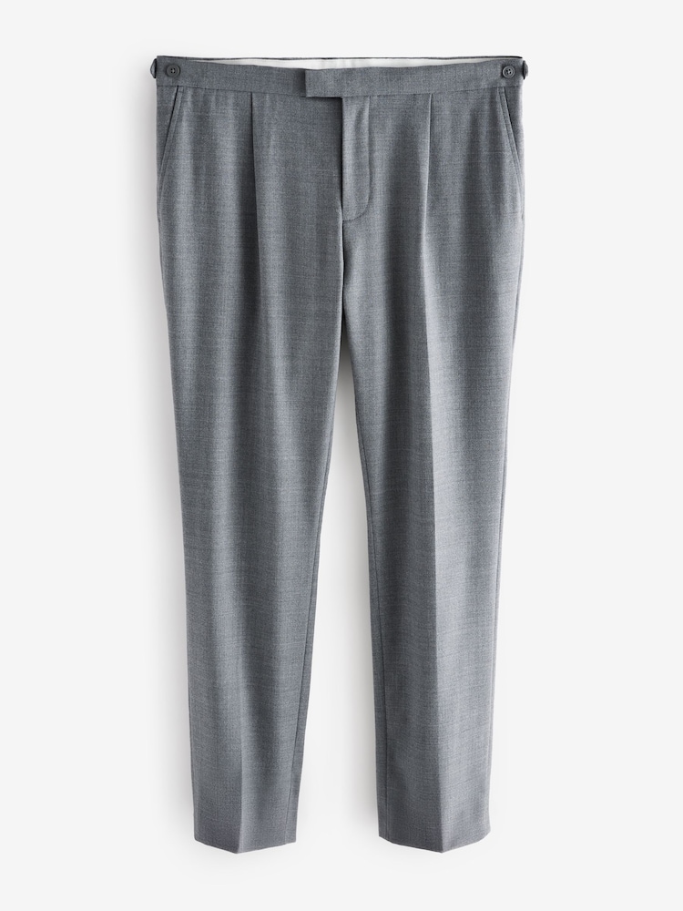 Gris - Pantalon élégant texturé en laine avec réglables latéraux - Image 7 of 10