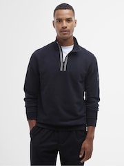 Barbour® International Lincoln Tipped Funnel Black 100% Cotton Sweatshirt - Image 1 of 6