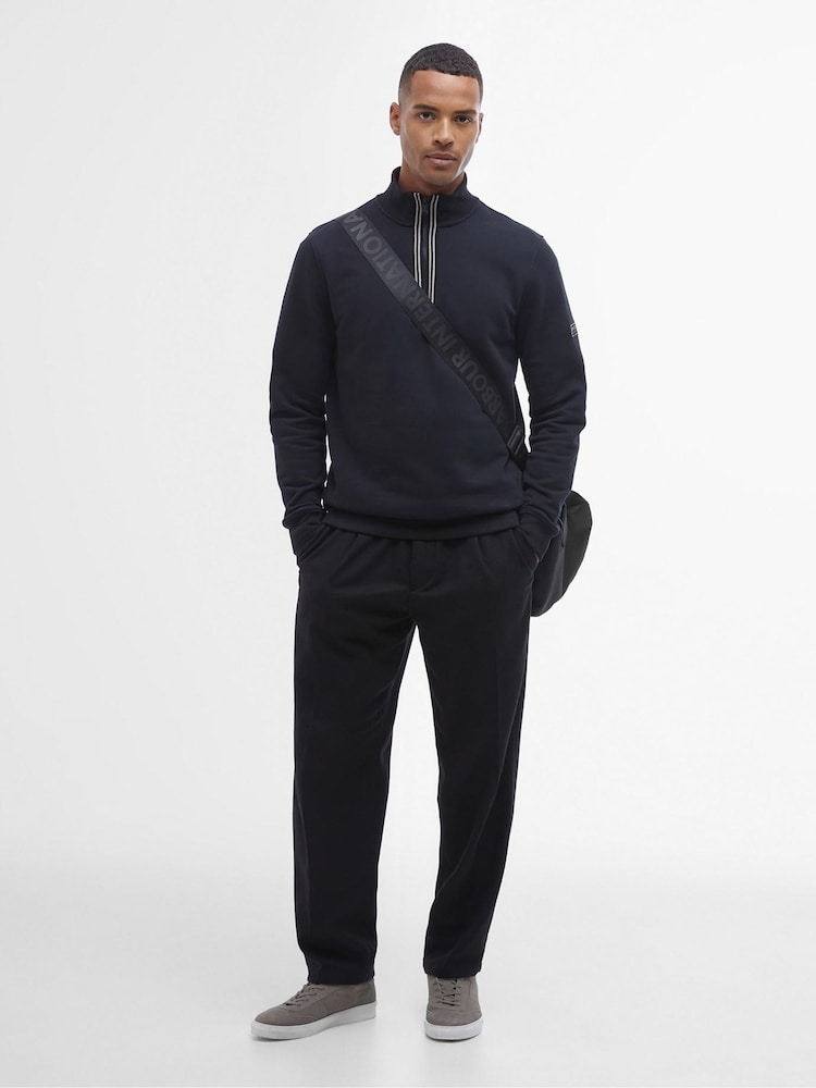 Barbour® International Lincoln Tipped Funnel Black 100% Cotton Sweatshirt - Image 2 of 6