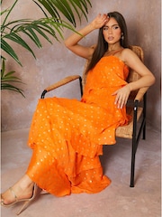 Chi Chi London Orange Cami Foil Spot Print Tiered Maxi Dress - Image 4 of 5