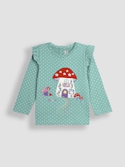 JoJo Maman Bébé Green Fairy And Toadstool Scene Applique Top - Image 1 of 3