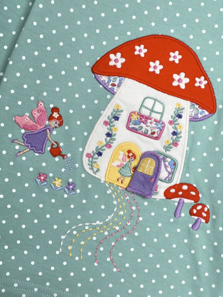 JoJo Maman Bébé Green Fairy And Toadstool Scene Applique Top - Image 3 of 3