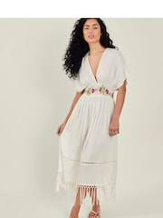 Accessorize Natural Embroidered Tassel Kaftan - Image 1 of 4