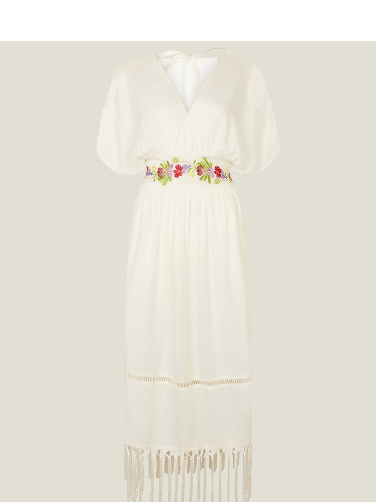 Accessorize Natural Embroidered Tassel Kaftan - Image 4 of 4 Accessorize Natural Embroidered Tassel Kaftan - Image 4 of 4