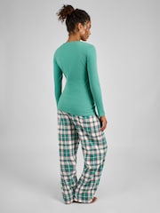 JoJo Maman Bébé Sage Green Check Maternity And Nursing Pyjamas Set - Image 2 of 6