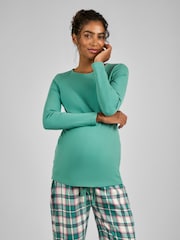 JoJo Maman Bébé Sage Green Check Maternity And Nursing Pyjamas Set - Image 3 of 6