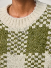 Olivegrün kariert - Gestrickte Tunika mit Rundhalsausschnitt - Bild 5 von 8
