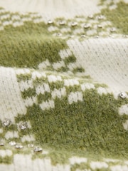 Olivegrün kariert - Gestrickte Tunika mit Rundhalsausschnitt - Bild 7 von 8