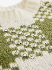 Olivegrün kariert - Gestrickte Tunika mit Rundhalsausschnitt - Bild 8 von 8