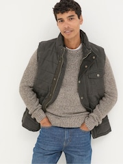FatFace Wardley Brown Canvas Gilet - Image 1 of 6