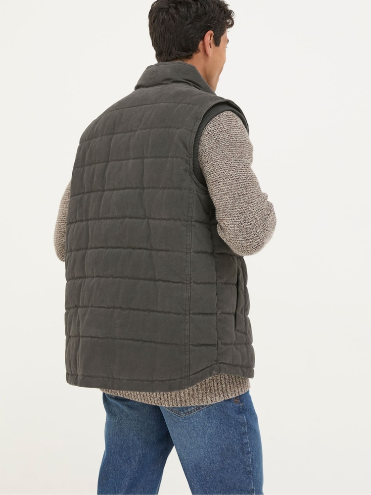 FatFace Wardley Brown Canvas Gilet - Image 2 of 6