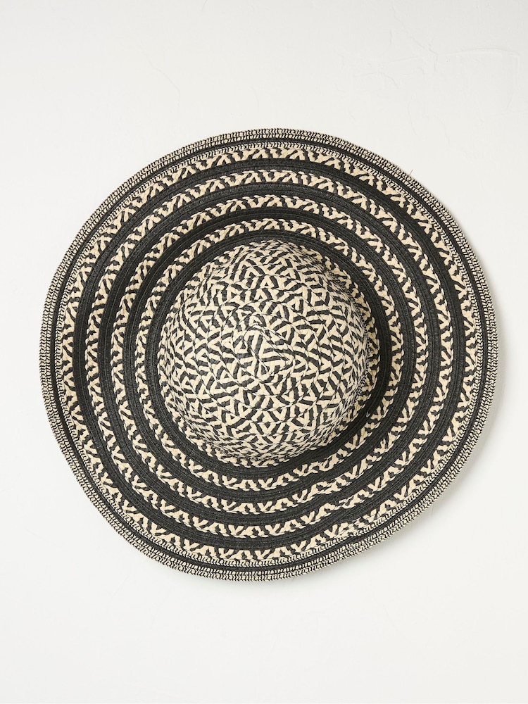 FatFace Geo Black Floppy Straw Hat - Image 2 of 3