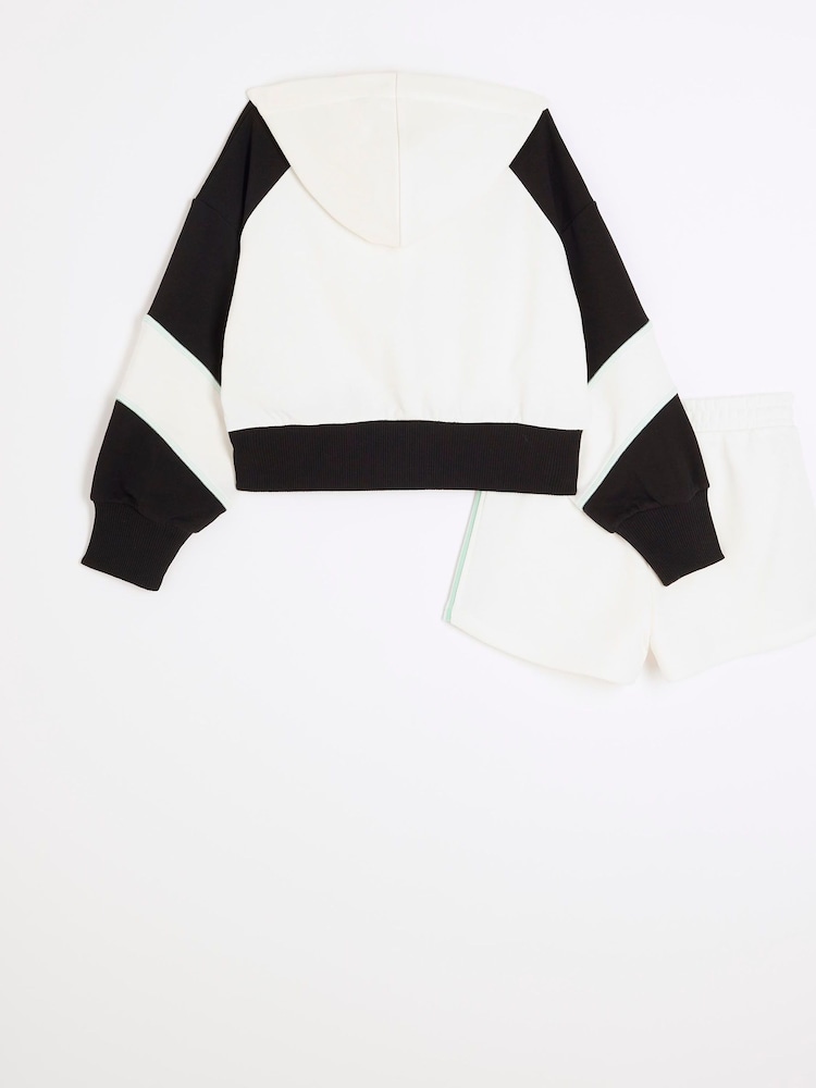 River Island Cream Girls RI Active Zip 100% Cotton Thru and Shorts Set - Image 2 of 4