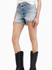 AllSaints Blue Idaho Western Shorts - Image 1 of 6