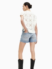 AllSaints Blue Idaho Western Shorts - Image 2 of 6