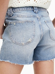 AllSaints Blue Idaho Western Shorts - Image 5 of 6