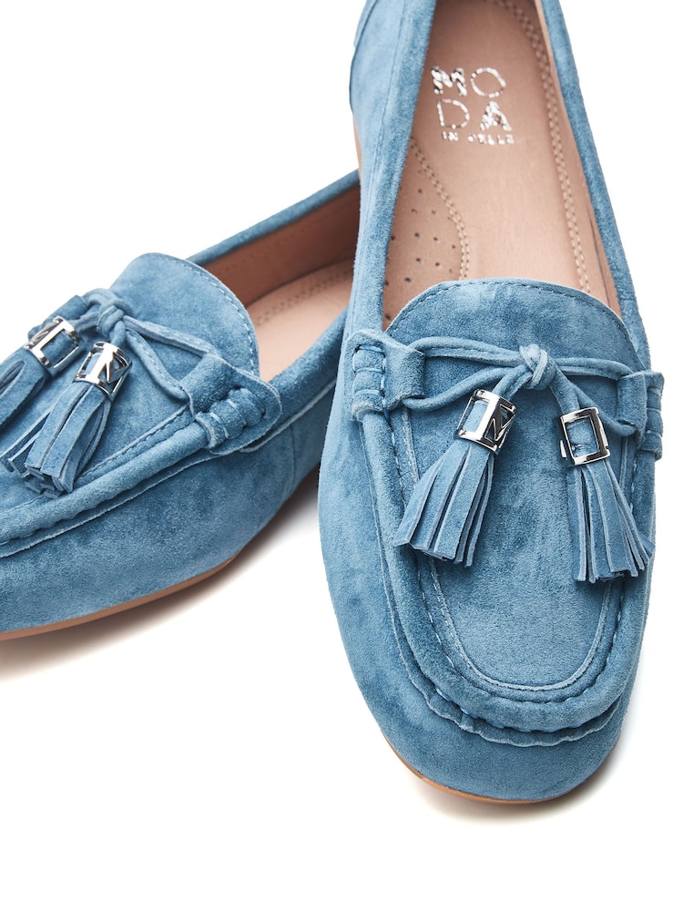 modra - Moda in Pelle Famina Square Toe pentlja Tassel Trim Leather mokasini - Slika 4 iz 4 modra - Moda in Pelle Famina Square Toe pentlja Tassel Trim Leather mokasini - Slika 4 iz 4