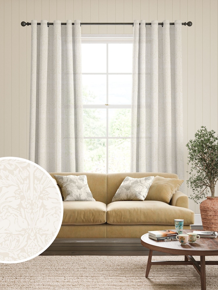 William Morris At Home Oat Brother Rabbit Sheer Made To Measure Curtains - Image 1 of 5