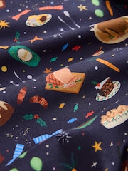 Navy Blue Christmas Dinner Long Sleeve Christmas Print 100% Cotton Oxford Shirt - Image 8 of 8