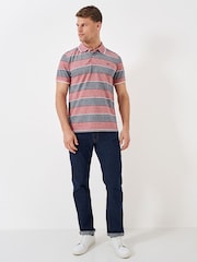 Crew Clothing Heritage Stripe Pique 100% Cotton Polo Shirt - Image 1 of 4