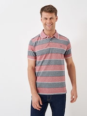 Crew Clothing Heritage Stripe Pique 100% Cotton Polo Shirt - Image 3 of 4